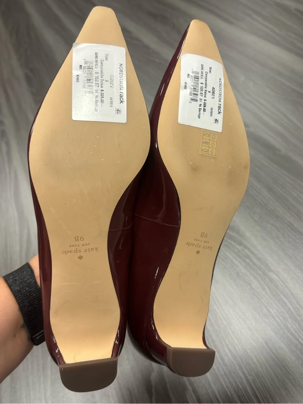 Kate Spade New York Dark Merlot Patent Leather Pointed Toe Pumps Heels Size 9B